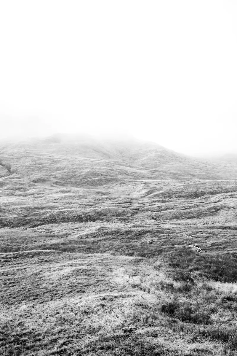Scotland Mist Hills - Black and White